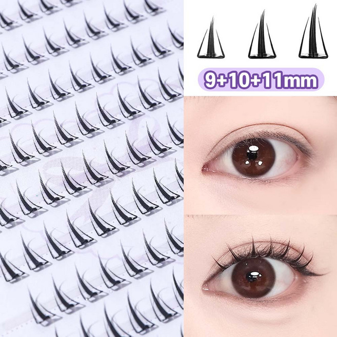 우베리 노글루속눈썹 초경량 플랫모 포인트 가닥속눈썹 풀 필요없는 속눈썹 9/10/11mm 대용량 130모, 1개, L-08