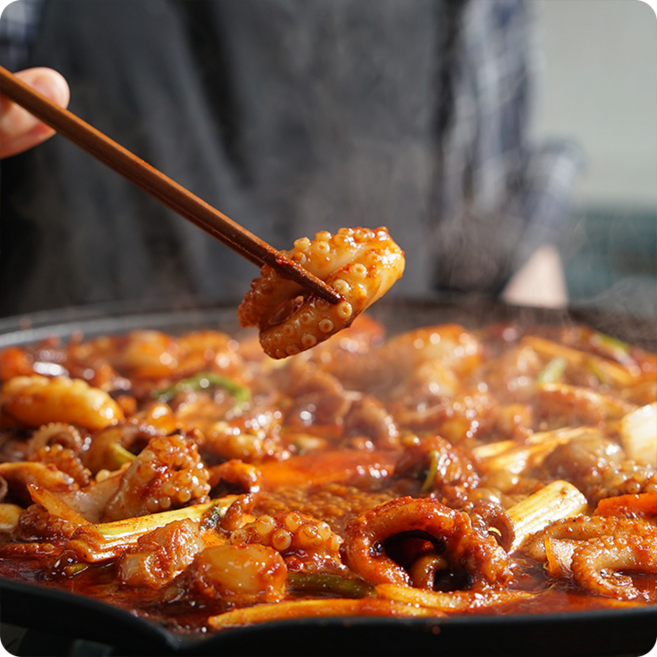 수라상 왕쭈꾸미 묶음 세트(3팩/4팩/5팩) 쭈꾸미 볶음 레시피 혼밥 혼술 반찬 추천 저녁 점심 메뉴 자취생 간단 요리 쭈꾸미 볶음 간편식사 초대요리 집들이 요리 캠핑 요리 술안주, 8개, 350g