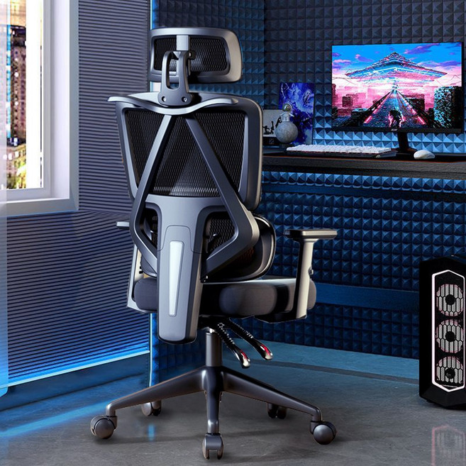 게이밍의자 컴퓨터 공부 사무용 메쉬의자 (리프트 시트), 블랙