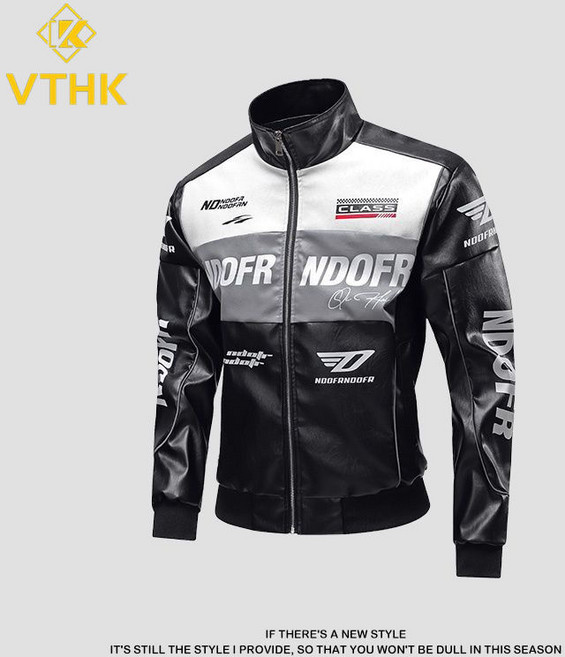 couyor오토바이자켓 봄가을 코트 남성 PU 가죽 차이나 라이더 레이싱자켓 바이크자켓 라이더점퍼 바람막이, 블랙