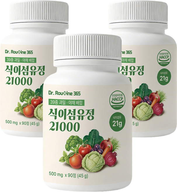 닥터루틴365 3개월분 식이섬유 정 21g 식약청인증, 3개, 90정