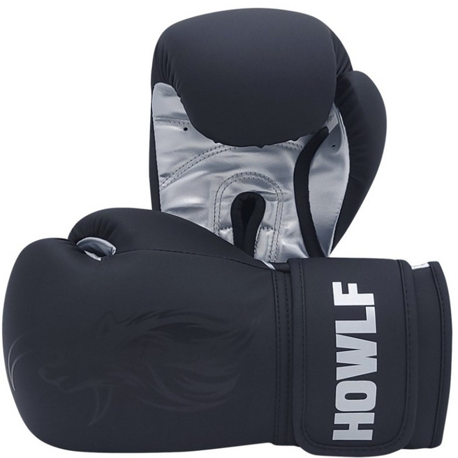 하울프 아테나 복싱글러브 / 권투 킥복싱 무에타이 MMA, 무광블랙/실버, 1세트