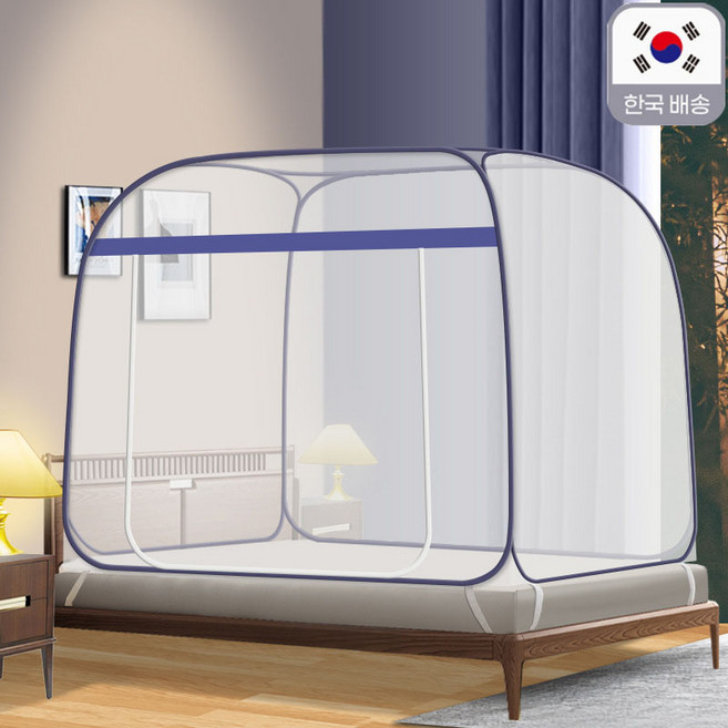 개웃기냥 프리미엄 원터치 와이드 모기장, 싱글도어, A 사파이어블루