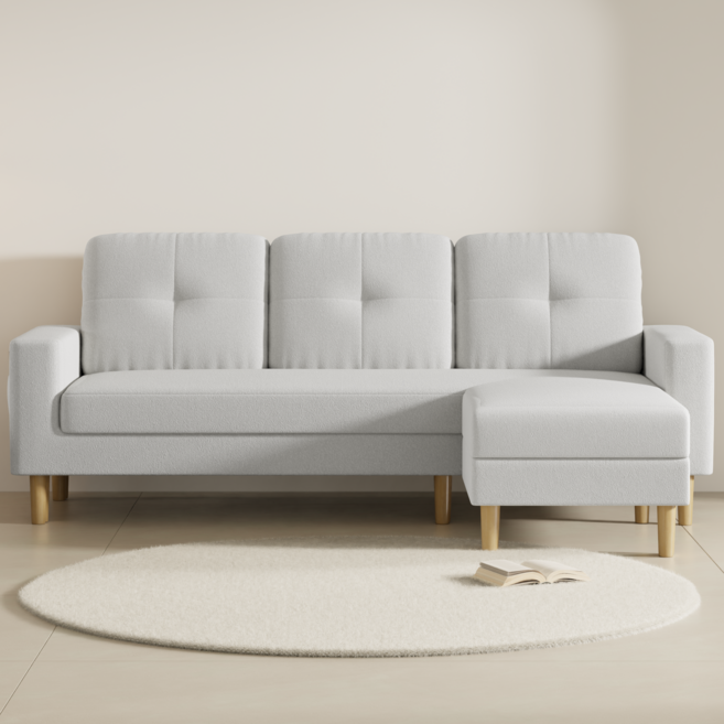 하이피러브 페브릭 2인용 멀티소파 스툴 구성, 모던그레이