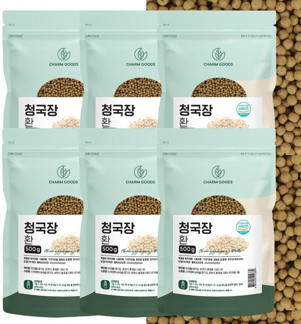 청국장 환 100% 국산 대두 사용, 500g, 6개