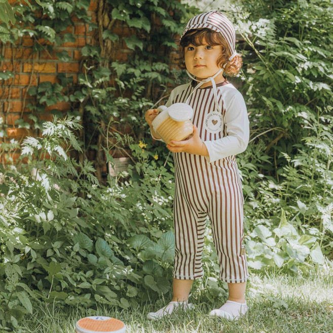 쿵스쿵스 마린 스트라이프 아기 래쉬가드세트 올인원형 유아 수영복 일체형 UV 전신수영복