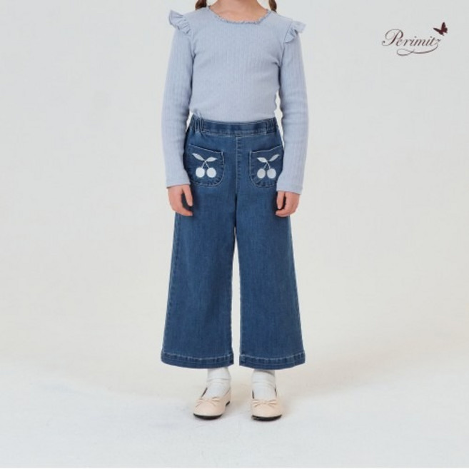 [페리미츠] 신학기 초등학생 여아 청바지 체리 포켓 데님 팬츠 P2612Q260