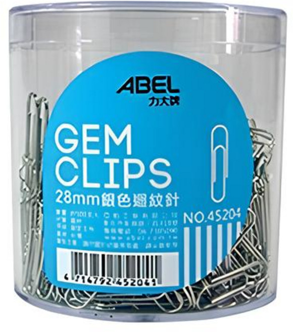 ABEL力大牌 事務圓筒系列 45204圓型迴紋針, 1個, 500個裝