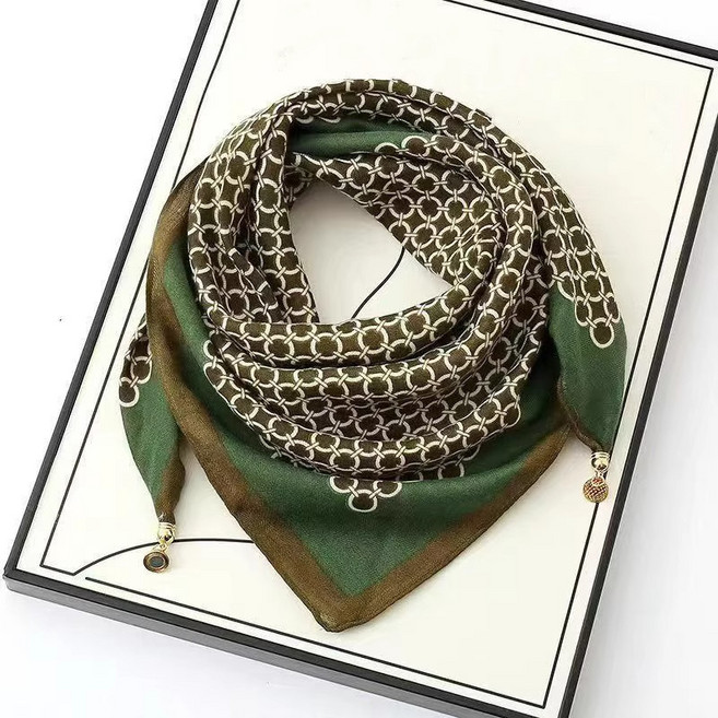 磁鐵釦項鍊絲巾 珍珠磁釦絲巾 韓版女絲巾 多功能法式絲巾