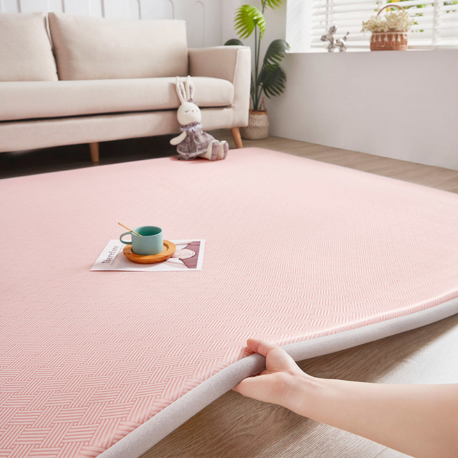 新款夏季冰絲涼蓆地墊榻榻米牀墊大炕墊子打地鋪爬爬墊可定, 如意-粉【 冰絲墊子 母嬰級】