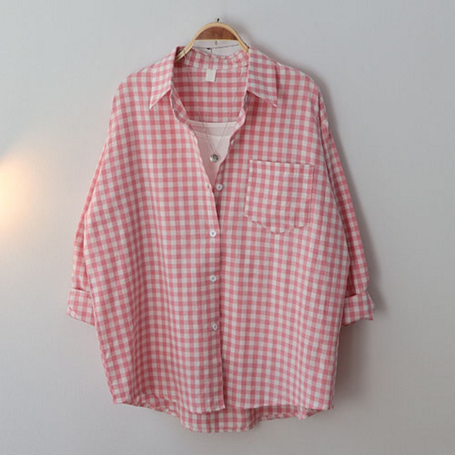 스카이코코 여성 간절기 남방 고방 체크 셔츠