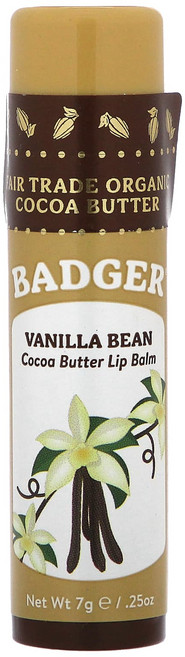 Badger 유기농 코코아 버터 립밤 바닐라 빈 7g(0.25oz), 7g, 1개