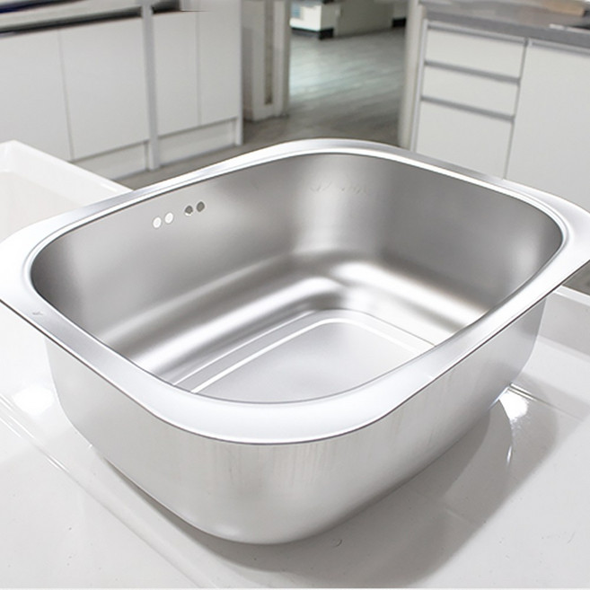 대용량 스텐304 사각 설거지통 쌀/야채/국수/셀러트 세척볼 싱크볼 무배수 8L, 실버, 1개