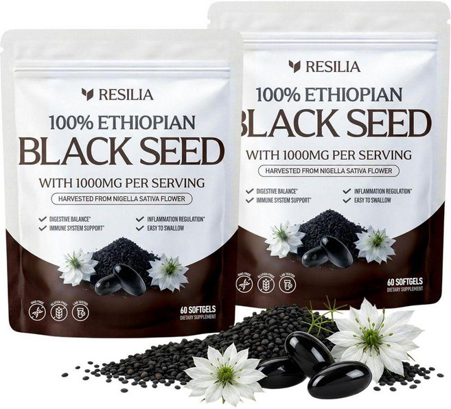 Resilia 니겔라사티바 블랙씨드 오일 1000mg 티모퀴논 120정, 1개