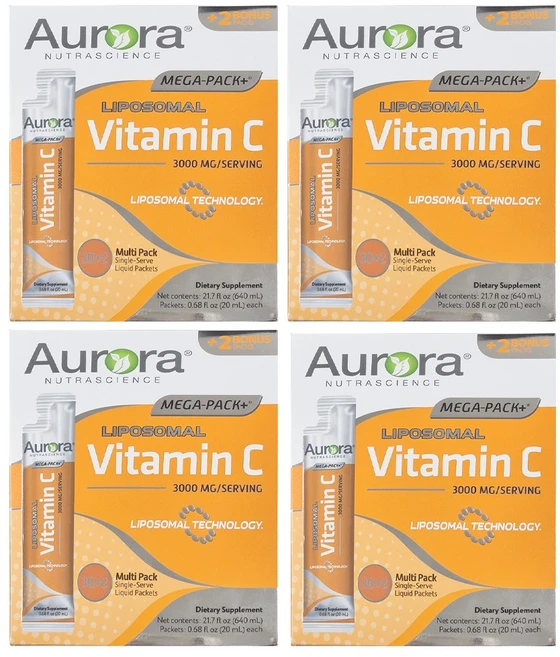오로라 리포조말 메가팩플러스 비타민C 3000mg, 4개 - 쿠팡