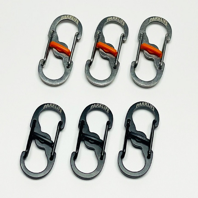 파크라이프 고강도 양방향 미니 스텐 카라비너 도난방지 잠금장치 6P (블랙3P+실버3P), 6개, 블랙3개+실버3개