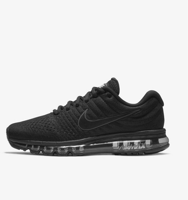 나이키 에어맥스 2017 트리플블랙 올검 러닝화 (증정품 수납백), 270, 849559-004(증정품 수납백)
