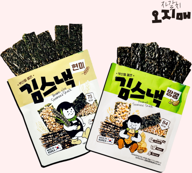 [자갈치오지매] 부산을 품은 김스낵 현미&땅콩 (총 4입), 4개, 20g