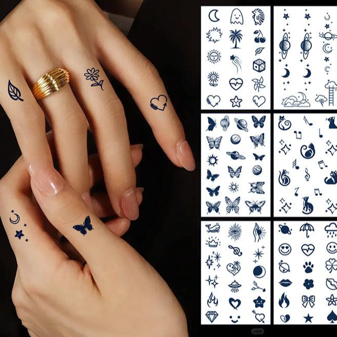 홀스지아 반영구 손가락 타투 방수 스티커 J2931S, 6개