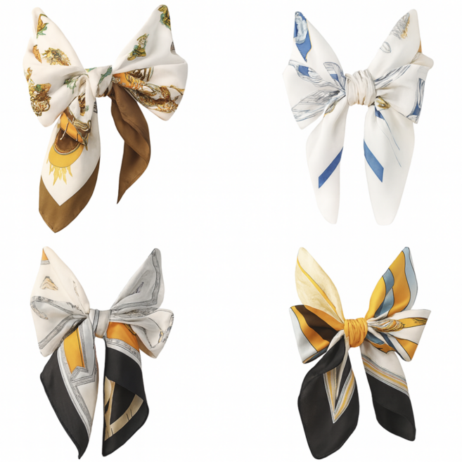 하기센스 데일리 쁘띠 실크 스카프 쉬폰 정사각 70cm 4종 세트