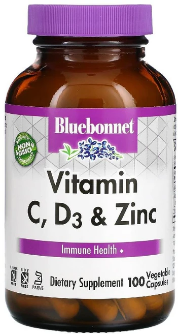 뉴트리션 블루보넷 비타민C D3 및 아연 베지 캡슐 100정, 1개, 100 개, 기본 - 쿠팡