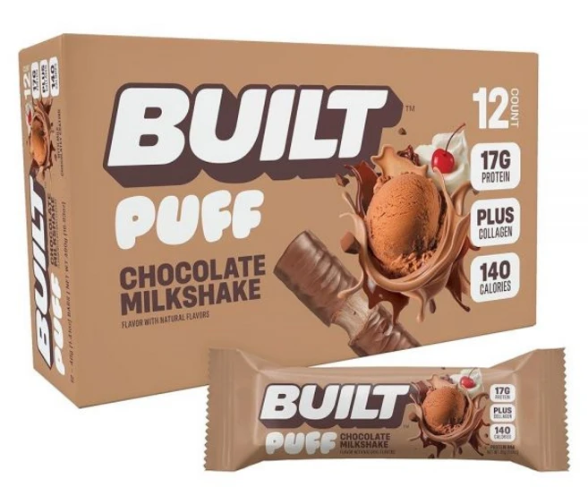 Built Bar 퍼프 프로틴 바 쿠키 도우 청크 퍼프 단백질 스낵 15g 휴대용 단 160칼로리 설탕 8g 콜라겐 글루텐 프리 12개입, Built Bar, 퍼프 프로틴 바, 쿠키 도우 청크, 1 - 쿠팡