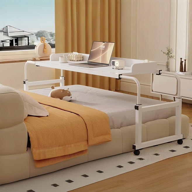 TaiStar 높이 조절 사이드 테이블 침대용 사이드 테이블 학습용 테이블 사무용 테이블 이동식 보조 테이블T856-008, 화이트140x40