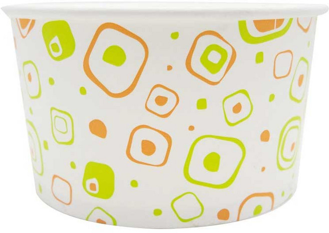 E 1200cc 종이용기 동글기성 아이스크림 컵밥 용기+뚜껑 세트 480개, 1개, 480세트