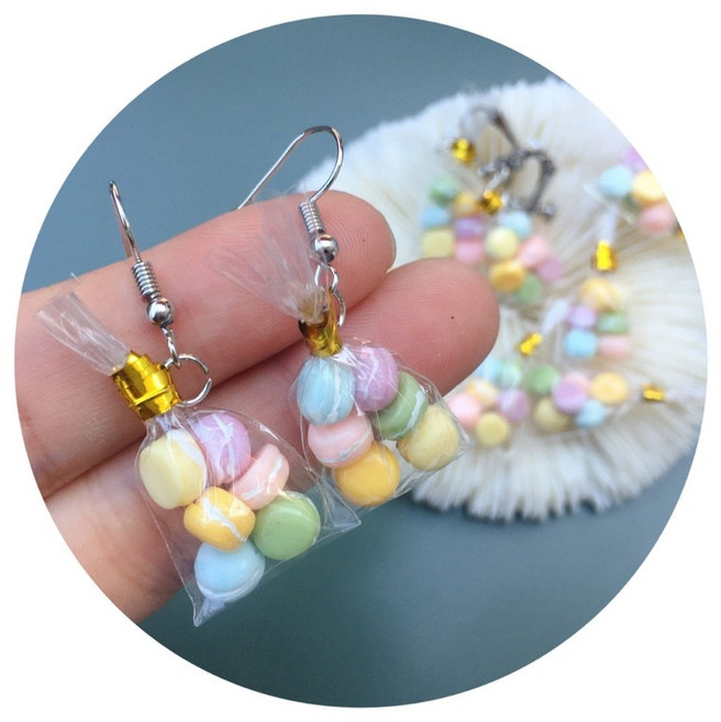 다이어트귀걸이 귀지압귀걸이 내장지방 다이어트 귀걸이 2021 여운 kawaii 펜던트 문 패션 마카롱