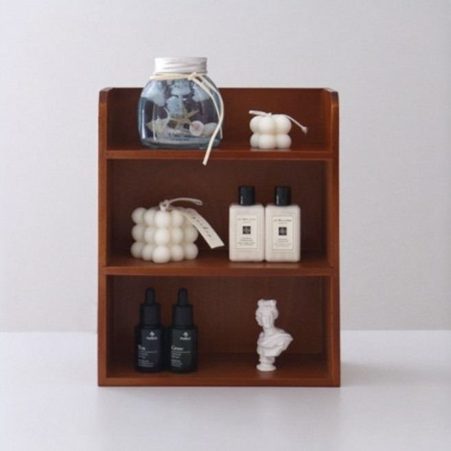 베르 나무선반 3단 미니선반 원목선반 빈티지 원목 정리 선반, 1개