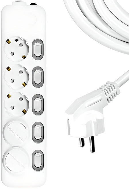 써지오 스위치 개별 멀티탭 5구 DH-1658-MT + 안전커버 2p, 5m, 1세트