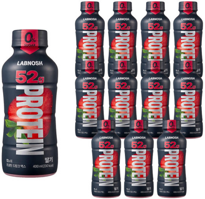 랩노쉬 프로틴 드링크 맥스 딸기 (입), 12개, 400ml