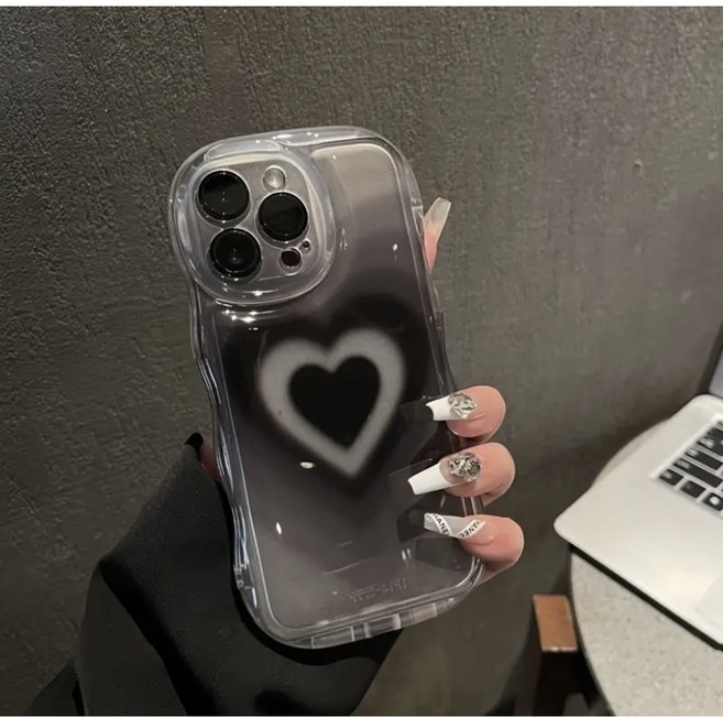 벨류샵 풀커버 블랙하트 아이폰케이스 카메라보호