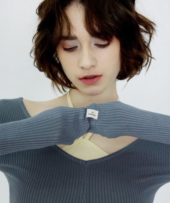 DEVIWEAR 데비웨어 여성 요가복 DEVI-T0092-페일블루 필라테스 줄리아 골지 롱슬리브 740831