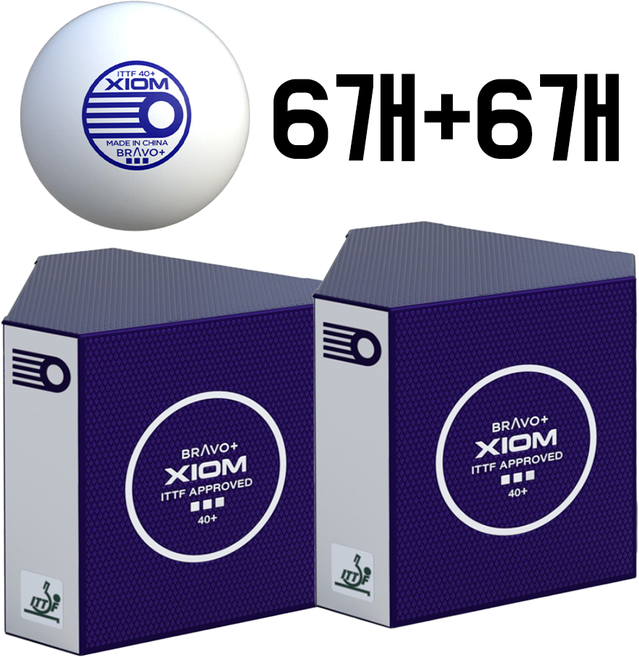 엑시옴 탁구공 브라보 플러스 6개입 (1+1) ITTF 공인 시합구 경기용 2세트, 화이트