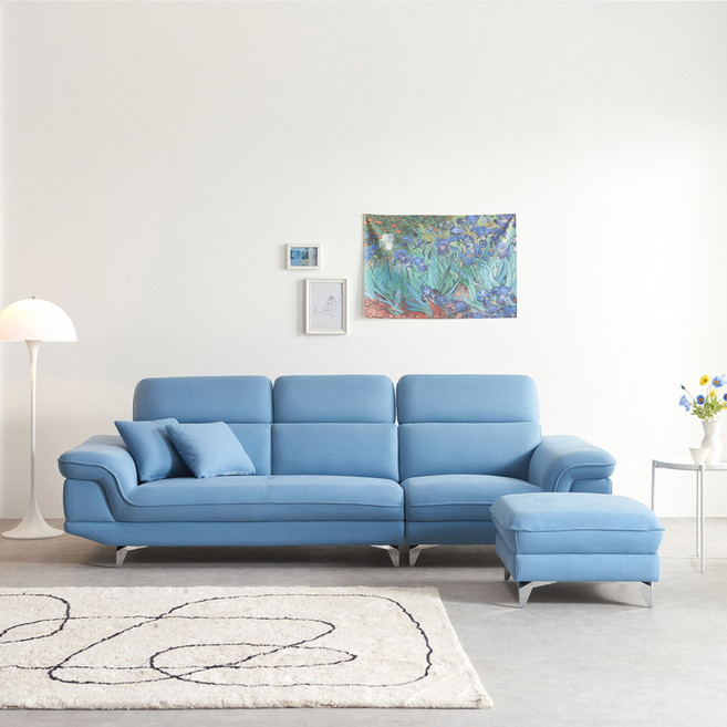 서광퍼니처 에이든 아쿠아텍스 패브릭 4인용 소파 sk, 에이든 4인_라이트블루(스툴없음)