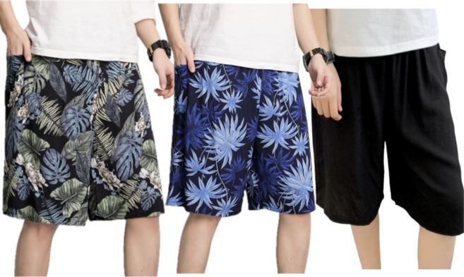 부드러운 남자 여름 잠옷 바지 인견잠옷 잠옷 반바지 파자마 1+1+1 3종