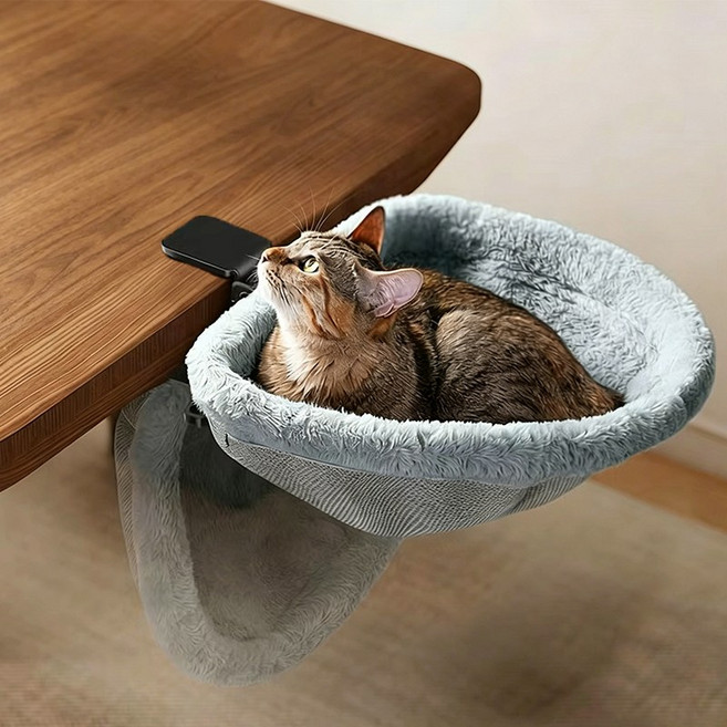 책상 고양이 침대 접이식 고양이 해먹 편안한 고양이 소파, 1개, 그레이