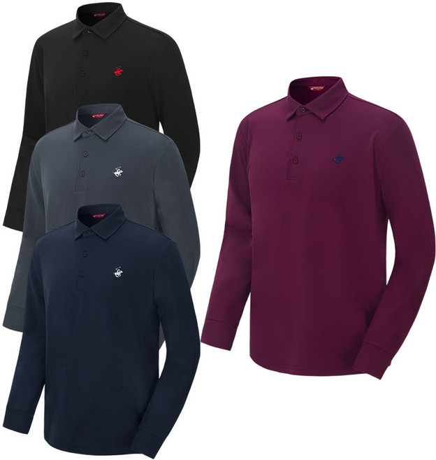 비버리힐즈폴로클럽 보온 기모안감 스트레치 자수포인트 카라넥 긴팔 티셔츠 EPY9T75