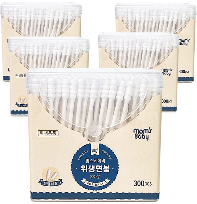 맘스베이비 유아용 위생면봉, 300개입, 5개