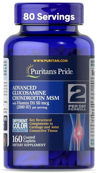 퓨리탄 프라이드 글루코사민 콘드로이틴 160정 Puritan's Pride Triple Strength Glucosamine Chondroitin, 1개 - 쿠팡