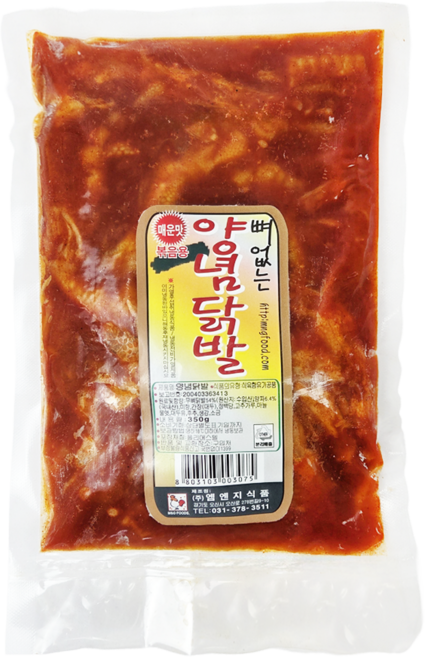뼈없는 양념 닭발 350g 매운 불향가득 매콤한 가성비 엠엔지