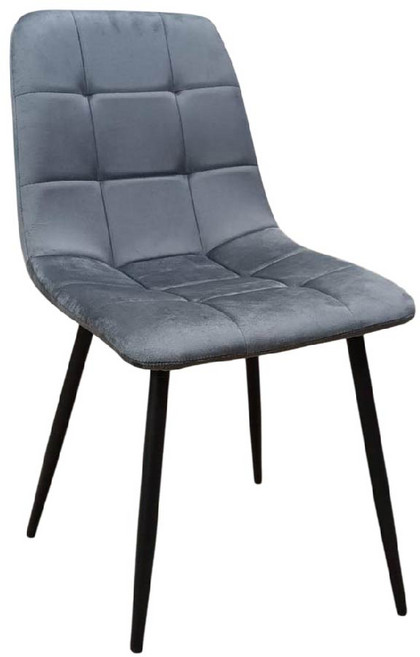 簡約現代風天鵝絨格紋餐椅, 沈穩灰 (法蘭絨布面), 1件