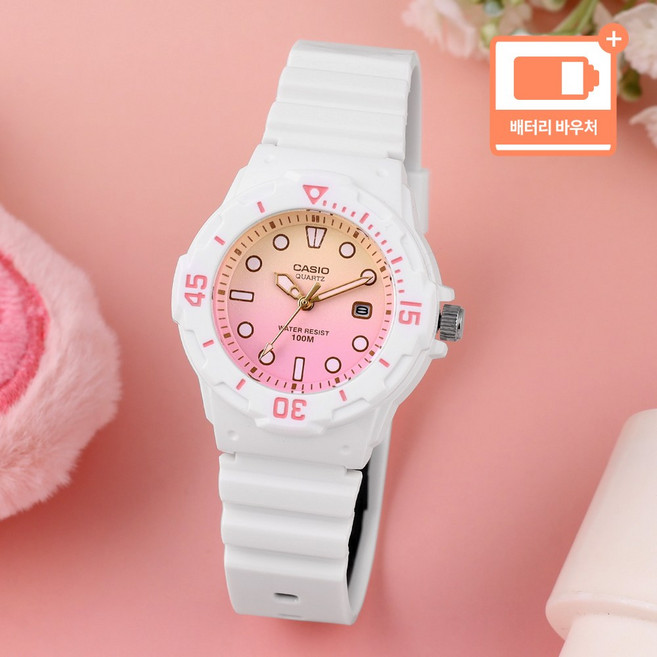 카시오 초등학생 키즈시계 패션 학습 선물용 어린이 아동 여아 우레탄 아날로그 손목시계 + 배터리 바우처