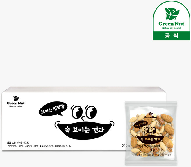 하루견과 속이 보이는 견과 30봉 베이킹 샐러드 요거트, 1박스, 540g