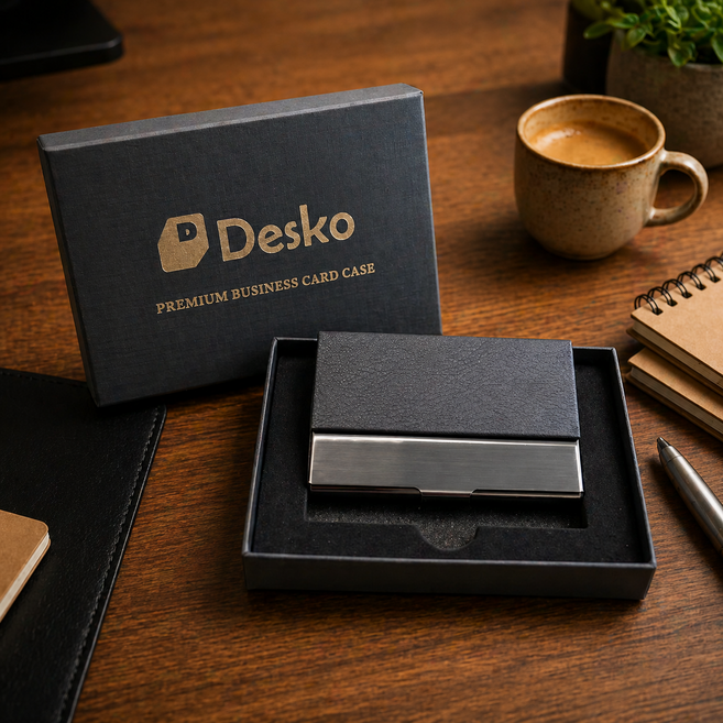 Desko 4세대 메탈프레임 가죽 프리미엄 명함케이스 명함지갑