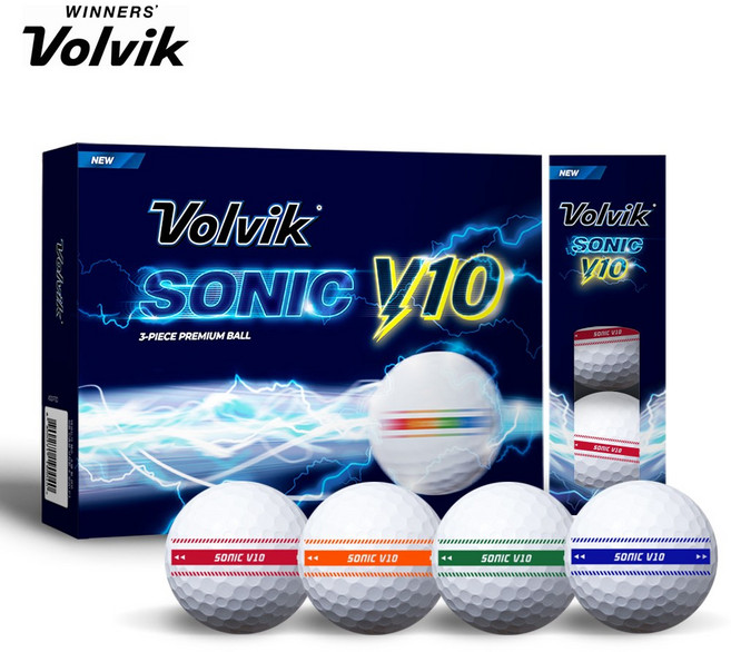 볼빅 골프공 소닉 V10 소프트 트랙 3피스 1더즌 12구, 멀티(레.오.그.블), 1개, 12개입