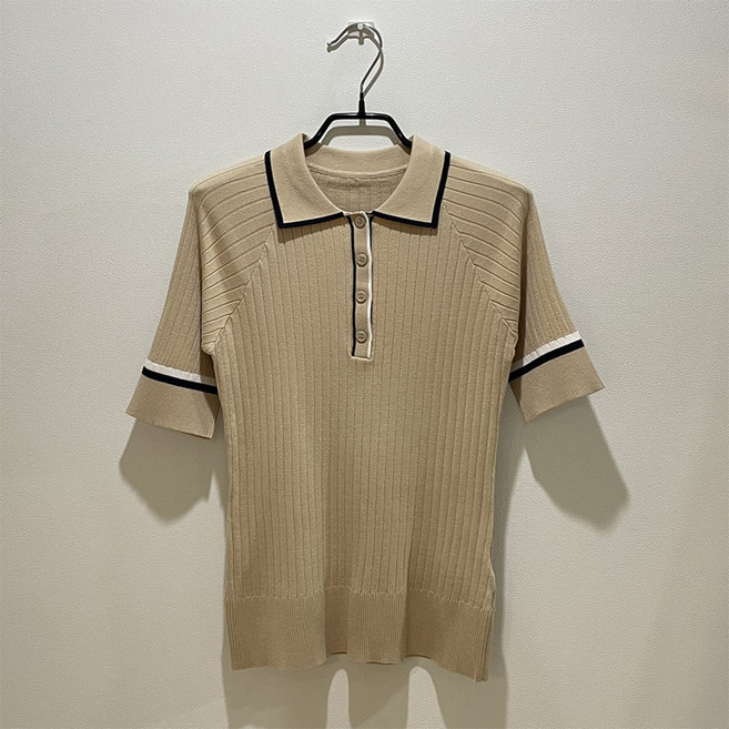 여자골프니트 여성 골프 니트 배색포인트 골지 반팔니트 티셔츠 봄 여름 골프웨어 라운딩 필드 룩 코디