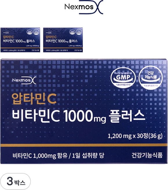 (넥스모스 공식 본사직영) 압타민C 비타민C 1000mg 플러스 X 3, 1개, 90정 - 쿠팡