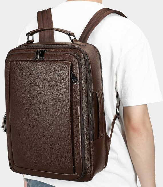 瑪輪特 真皮 男士後背包 商務電腦背包